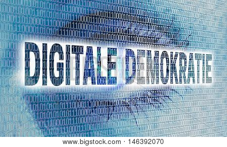 digitale demokratie (in german digital democracy) eye with matrix looks at viewer concept.