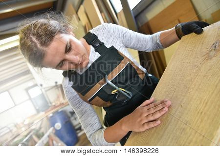 Young woman in crafstmanship school, training course