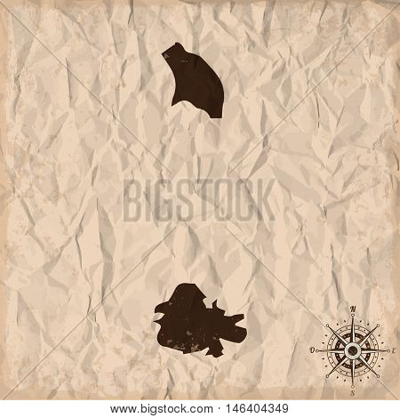 Antiqua and Barbuda old map with grunge and crumpled paper. Vector illustration