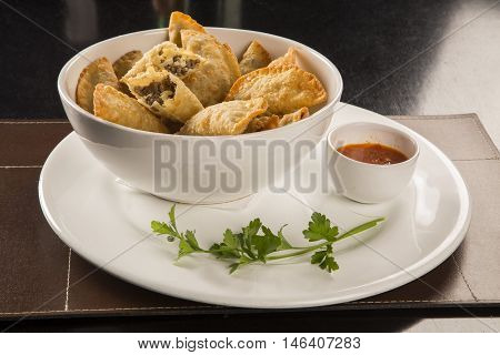 Brazilian Snack. Meat Pastry With Cheese