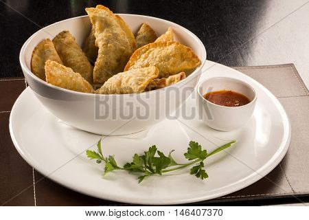Brazilian Snack. Meat Pastry With Cheese