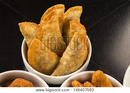 Traditional Brazilian snack. Meat pastry with cheese