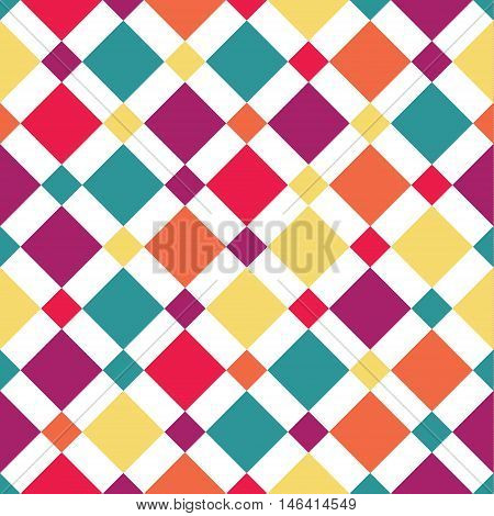 Seamless vector colorful fantasy rhombus pattern. Abstract pattern