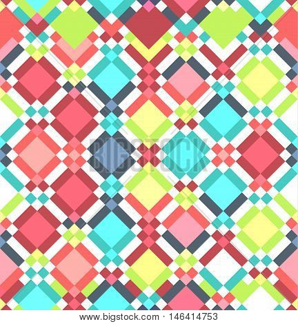 Seamless vector colorful fantasy rhombus pattern. Abstract pattern