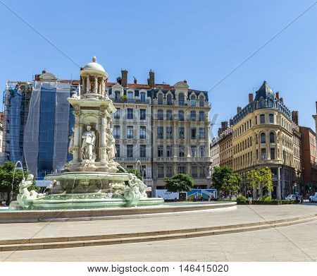 Fountain At Jacobin's Place In Lyon, France