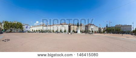 View Of The City Of Lyon At Place Bellecour, France