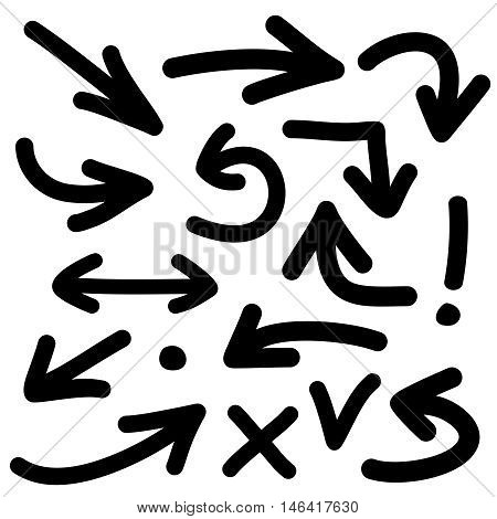 Black arrow icon vector set isolated on white background