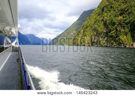 View Of Milford Sound Fiord, Te Anau, New Zealand.