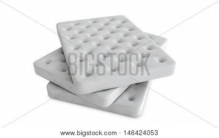 Group of White Bed Mattress isolated on white background 3D render