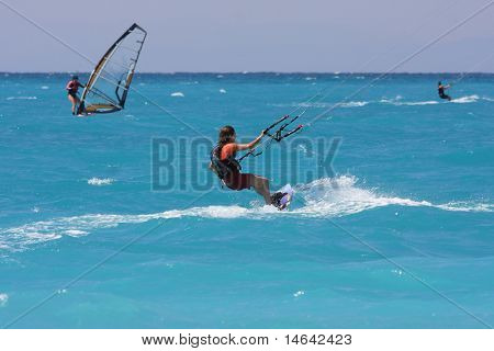 Kite-Grenze auf der ionischen Insel von Lefkas in Griechenland