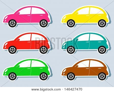Set Of Colorful Retro Cars