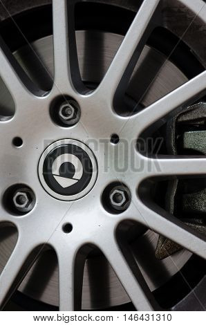 Milan Italy - May 06, 2015: SMART alloy wheel with logo - SAMRT is a division of DAIMLER AG a well known German premium sport and luxury cars maker based in Boblingen. Germany