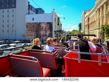 Christchurch, New Zealand - February 15, 2015: City View From Open Top Tour Bus