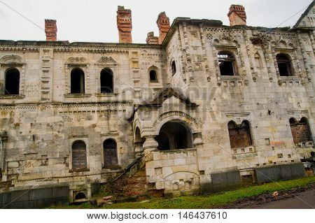 Old Orthodox Church destroyed. Fedorov temple. Autumn.Russia, the town of Pushkin, Tsarskoe Selo