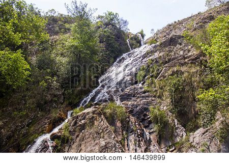 Beautiful Stream In Sunny Day - Waterfall Background.