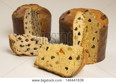 Panettone Fruit And Chocolate, Typical Dessert For Christmas