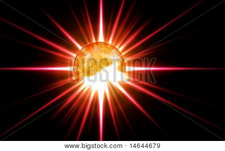 Immagine composita di un pianeta alieno ravvicinato