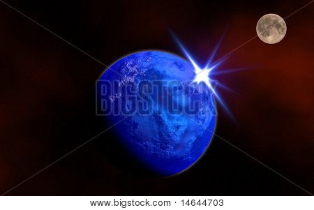 Immagine composita di un pianeta alieno ravvicinato