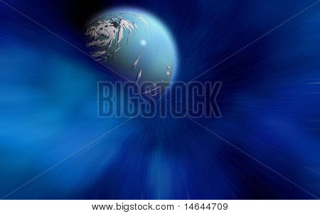 Immagine composita di un pianeta alieno ravvicinato