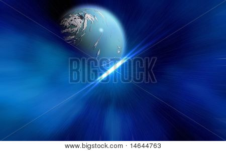 Immagine composita di un pianeta alieno ravvicinato