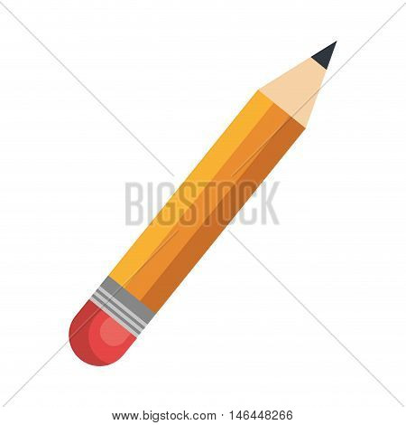 yellow pencil with eraser. writing and drawing instrumnet. vector illustration