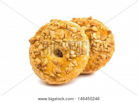 nut donut bite, doughnut on a white background
