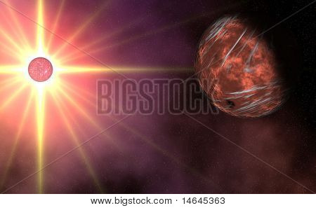 Immagine composita di un pianeta alieno ravvicinato