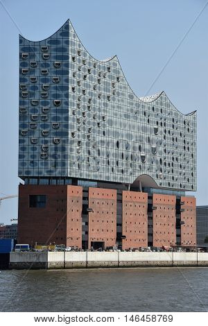 HAMBURG, GERMANY - AUG 27: Elbphilharmonie Concert Hall in Hamburg, Germany, as seen on Aug 27, 2016. It is currently under construction and scheduled to open in 2017.
