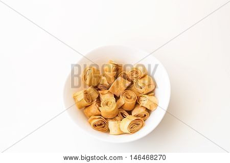 Turkish crisp pastry isolated on white background