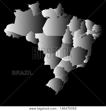 Brazil outline map on a black background. Vector illustration