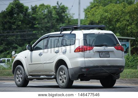 CHIANGMAI, THAILAND - AUGUST 10, 2016: Mitsubishi Pajero Suv Car. On road no.1001 8 km from Chiangmai city.