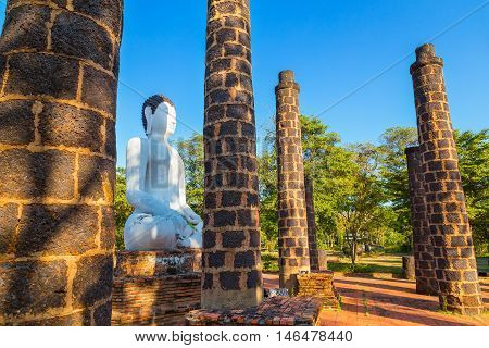 The Grand Hall of Wat Maha That Temple in Sukhothai Province Thailand - a UNSCO World Heritage Site
