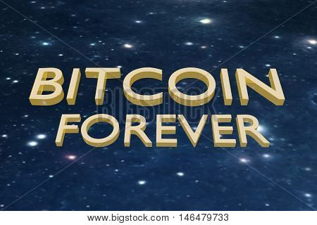 Bitcoin sign on space background. 3D illustration.