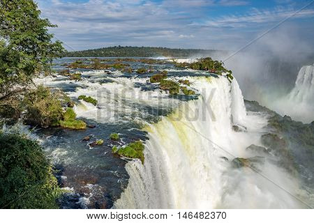 Cataratas Waterfalls View From The Top With Some Rocks