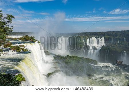 The Cataratas Of Iguacu (iguazu) Falls Located In Brazil