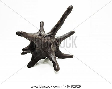 Body of micro bacterium made from plasticine isolated on white background