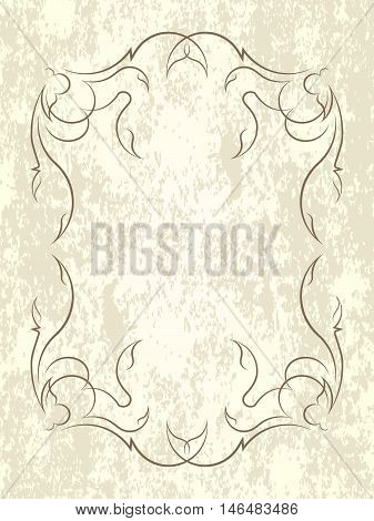 Vintage Vector Background In Grunge Style With Decorative Frame.