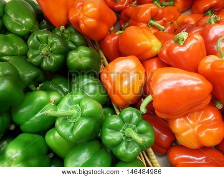 Pile of Fresh Green and Red Bell Pepper
