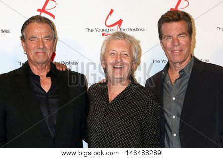 LOS ANGELES - SEP 8:  Eric Braeden, Mal Young, Peter Bergman at the Young and The Resltless 11,000 Show Celebration at the CBS Television City on September 8, 2016 in Los Angeles, CA