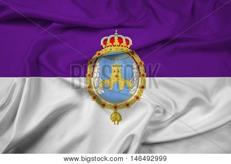 Waving Flag of Loja Spain, with beautiful satin background