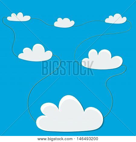 Flat clouds network on blue background. Vector illustration.
