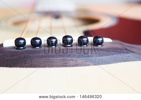 Close Up Line Acoustic Guitar Brown Background