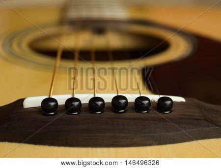 Close Up Line Acoustic Guitar Brown Background