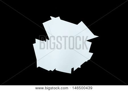 Clear paper cutting is isolated on black background
