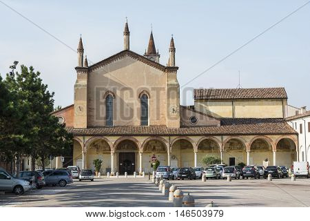 GRAZIA,ITALY-JULY 4,2015:View of the sanctuary of the Blessed Virgin of Graces in the small village of Grazie near the river Mincio.