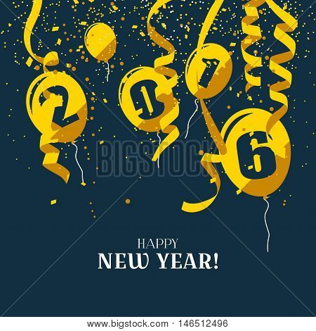 Happy New Year 2016 - modern greeting cards in flat design style