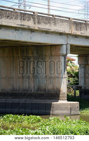 car cement bridge between province Chachoengsao and Samutprakan in country Thailand