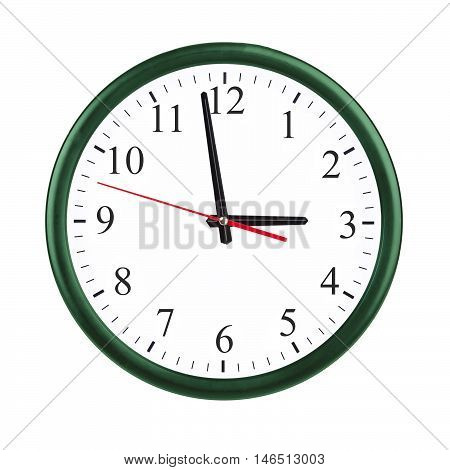 Big green round wall clock with arrows.