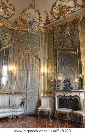 MILAN, ITALY - APRIL 16 2015: Interior of a room in the historic Litta Palace in Milan