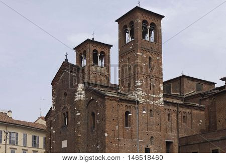 MILAN, ITALY - APRIL 16 2014: Facade of San Sepolcro church in Milan
